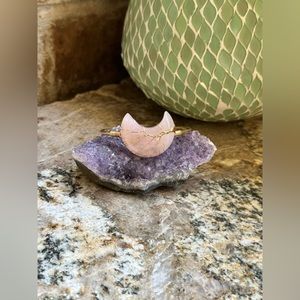 Gold Moon Rose Quartz Stone Bracelet